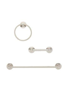Threshold 3 Piece Brushed Nickel Finish Bathroom Bath Hardware Holder Set